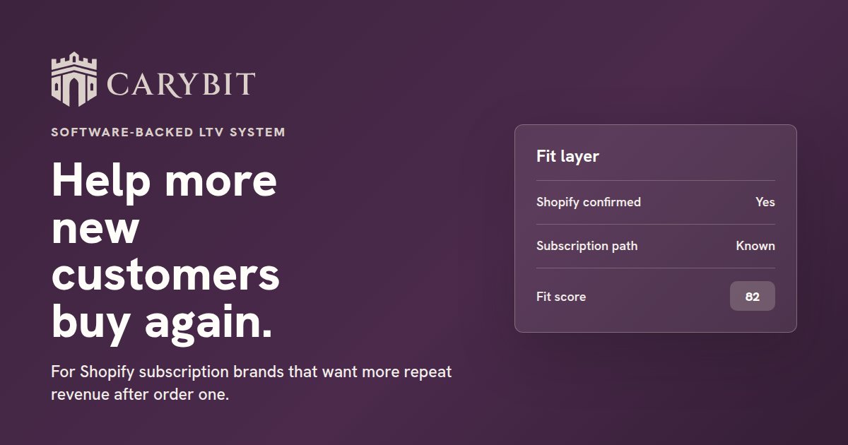 Carybit | Grow customer value after the first order
